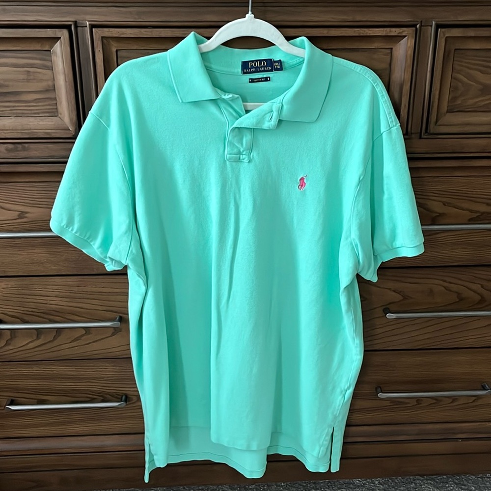 EUC Polo Ralph Lauren green pique polo shirt XXL